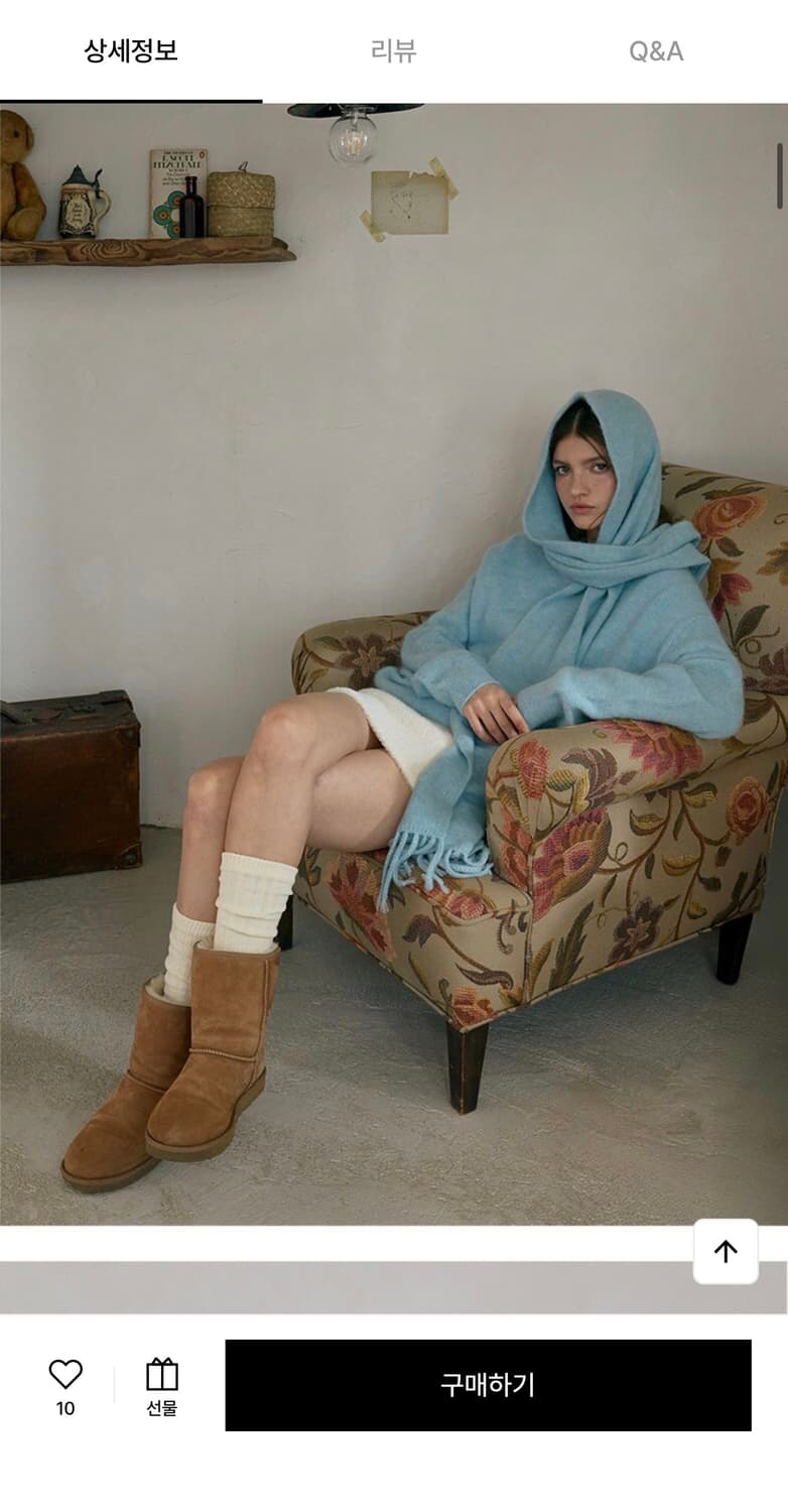 졸리앙볼 알파카 울 머플러 블루 새상품 (109000원) 상품이미지4