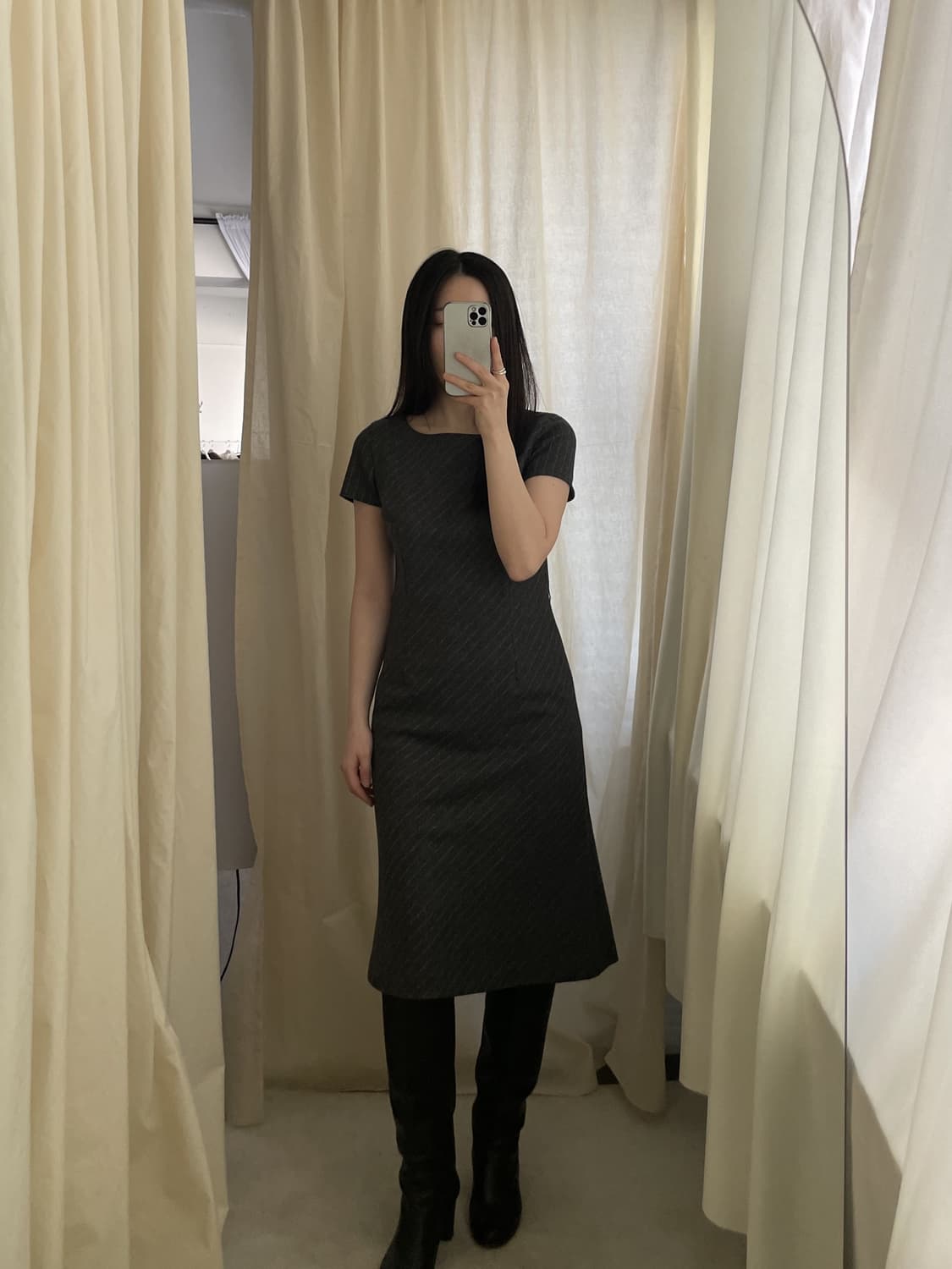 vintage diagonal stripe wool dress 상품이미지7