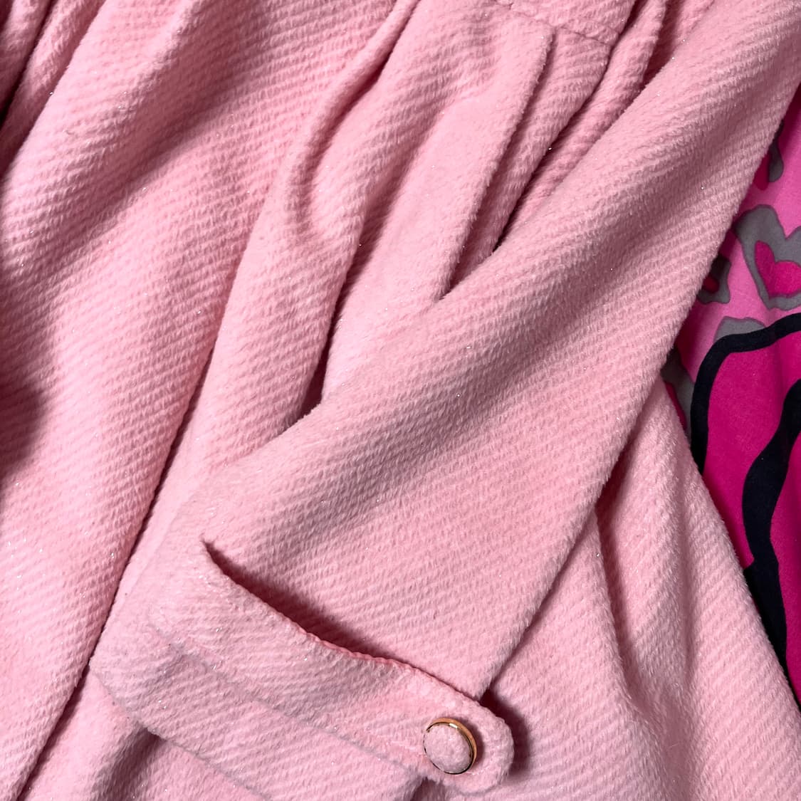 히메 로맨틱갸루 대장 흰핑 딸기우유 핑크 퍼 트리밍 코트 핀터깔 라떼갸루 상품이미지3