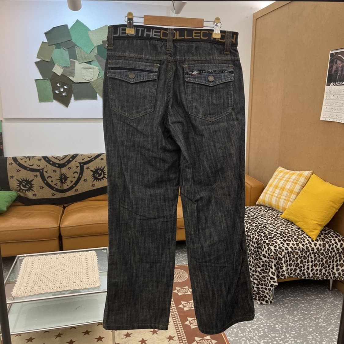 푸부 올드스쿨 레트로 스트릿 펑크 레터링 데님팬츠 30인치 C10165 상품이미지4