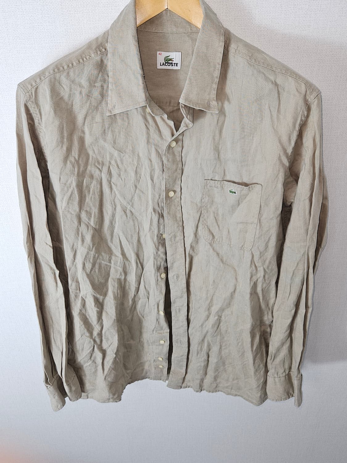 라코스테 미니로고 린넨 마 셔츠 남성 베이지 105 정품 상품이미지2