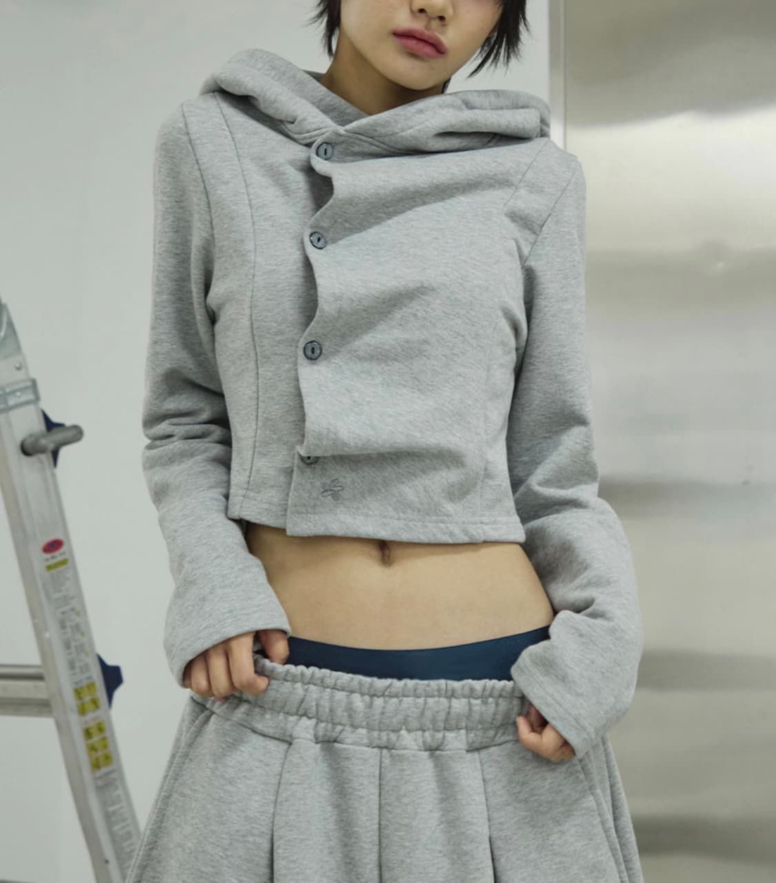 슬릭글로우 사이드 버튼 후드 탑 상품이미지2