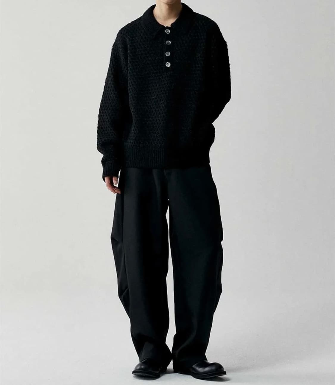 르마드 아란 울 PK니트 블랙(2size) 폴로니트/인템포무드/밀로/쿠어 상품이미지5