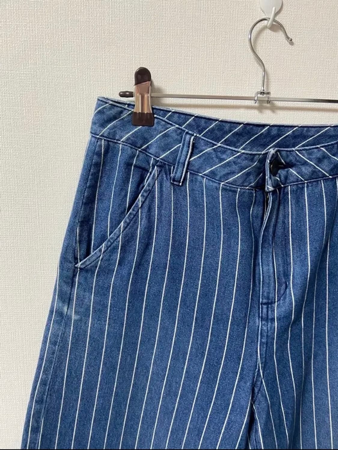 일본 GU 지유 데님 스트라이프 버뮤다 팬츠 상품이미지2