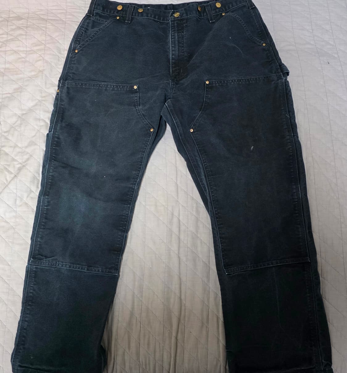 [40X30] 00s 빈티지 칼하트 더블니 B01 BLK 워크팬츠 상품이미지1