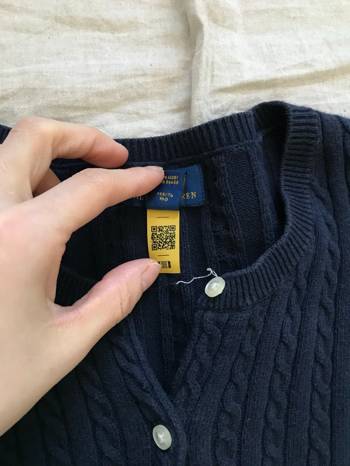 폴로 랄프로렌 QR코드 신형택 포니로고 네이비 케이블 가디건 상품이미지8