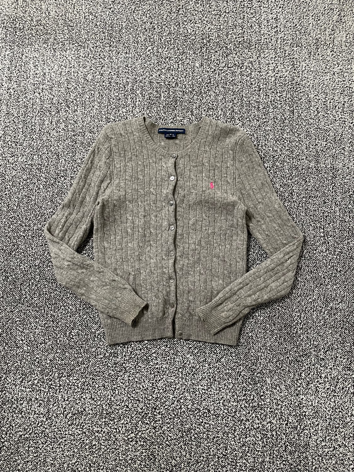 빈티지9. 폴로랄프로렌 스포츠클럽 케이블 니트 가디건 딥그레이 상품이미지1