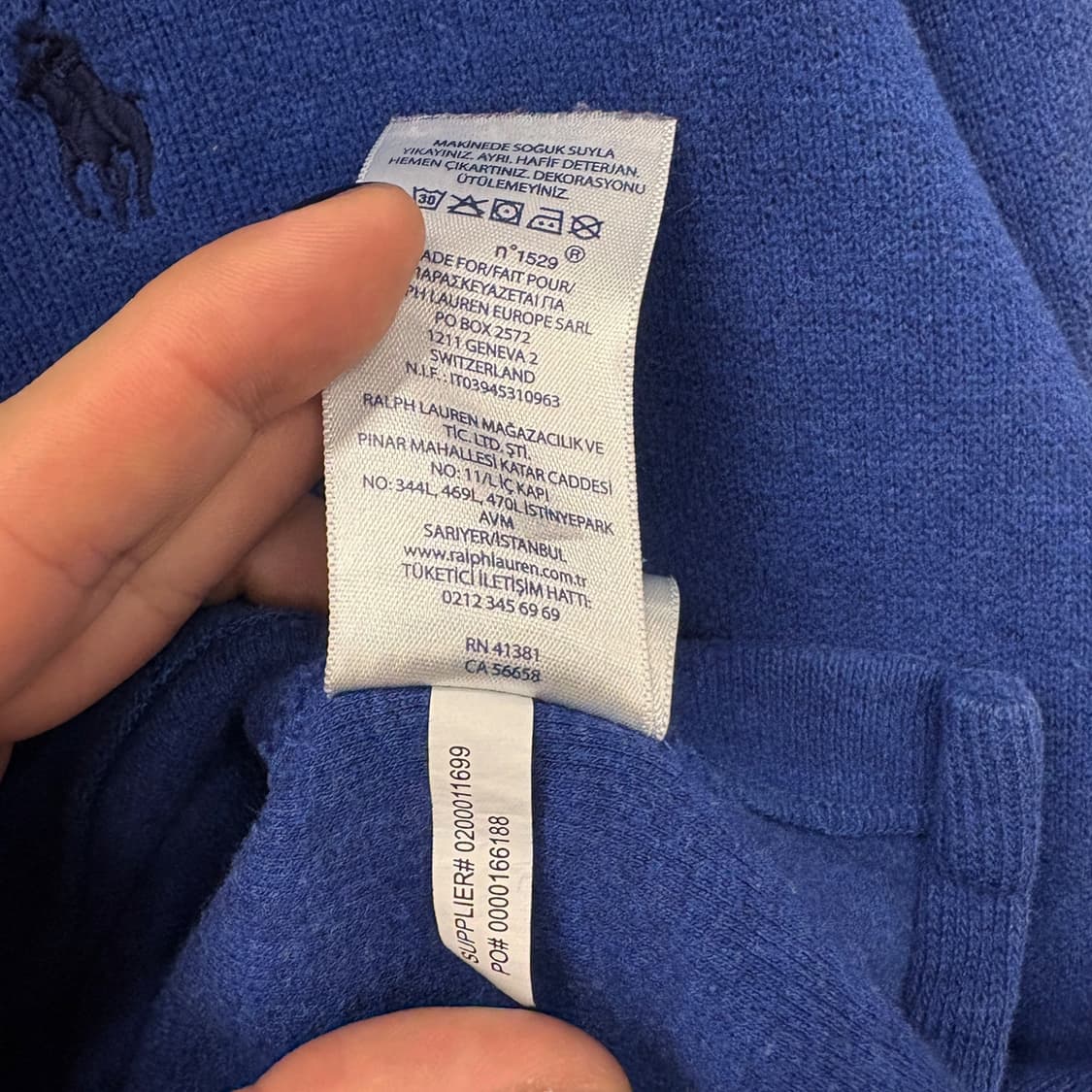 90s 폴로 랄프로렌 파인리브 하프집업 코튼니트 스웨터 블루 N639 상품이미지9