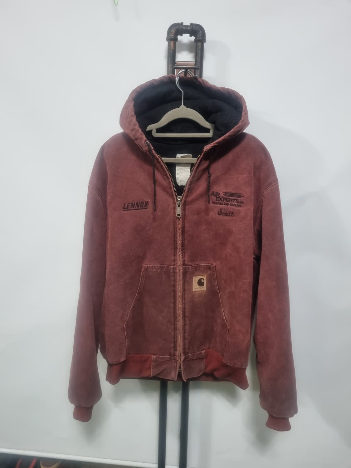 칼하트 후드 워크 자켓(j68brk)  Lennox 콜라보 레드 브라운 상품이미지1