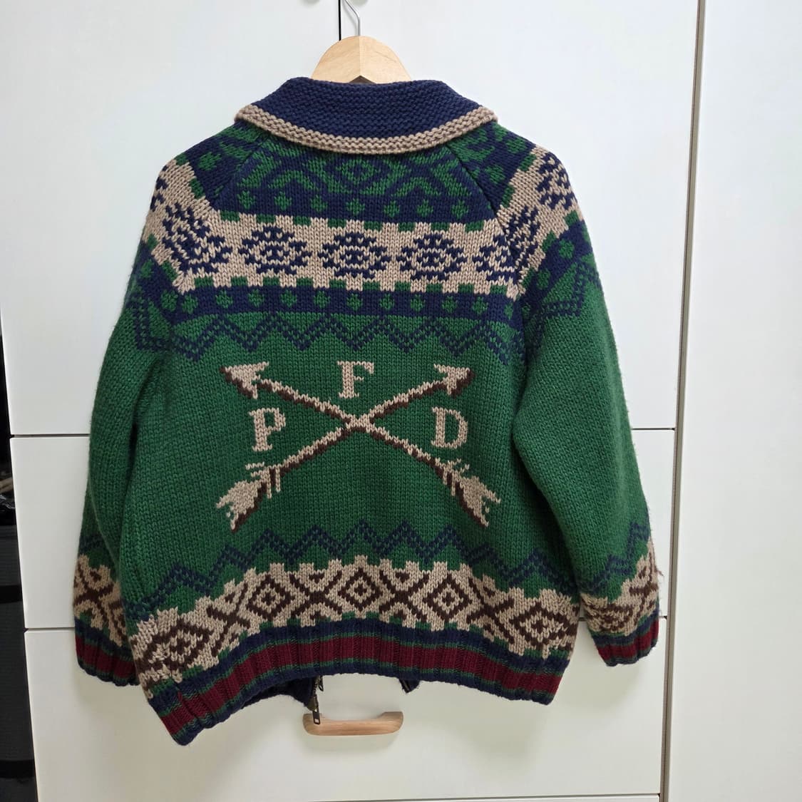 (실착3회) 펜필드 노르딕 코위찬 니트집업 그린 S 상품이미지2