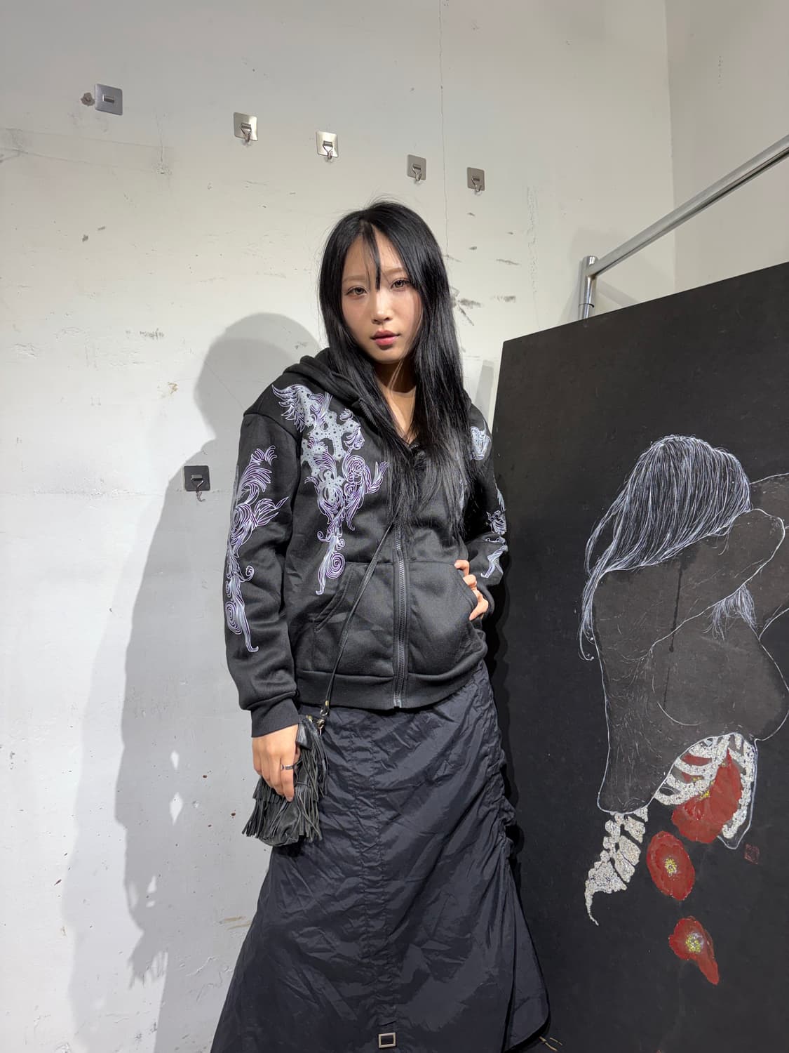 00s JPN 고딕 펑크 일본 빈티지 후드 집업 M 상품이미지4