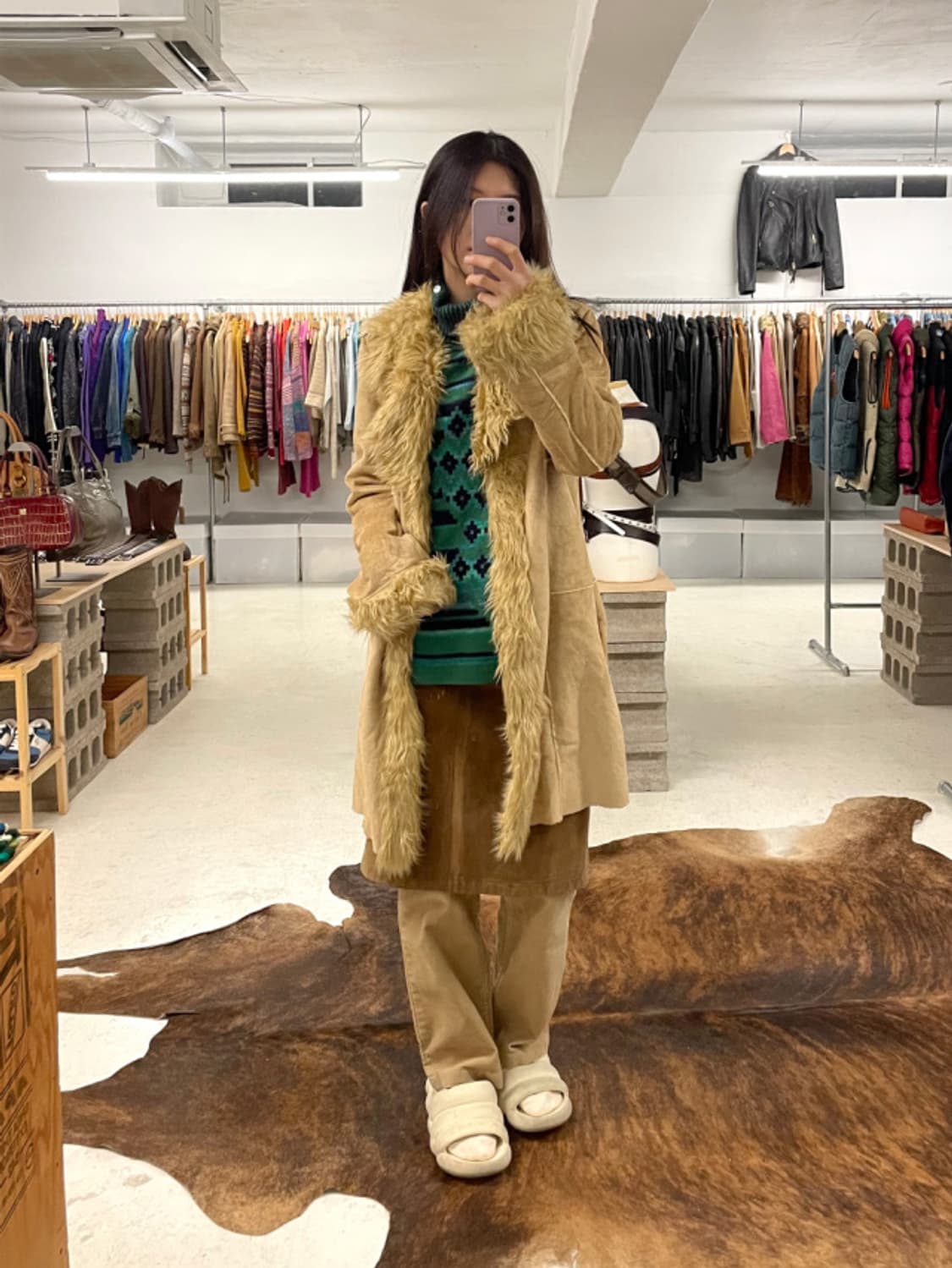 VTG fur mustang coat 인조 퍼 무스탕 코트 상품이미지1
