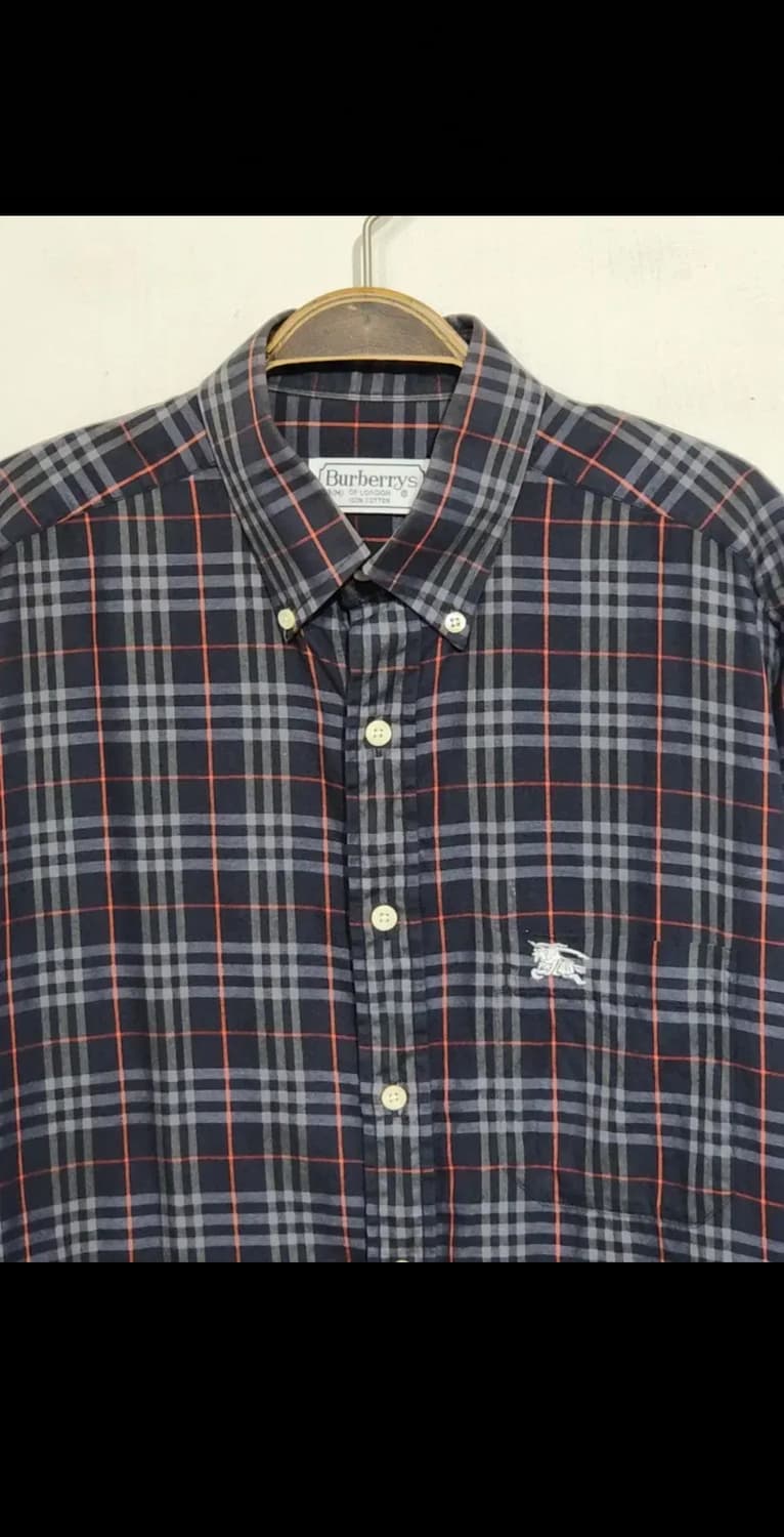 (L) 버버리 체크남방 네이비 셔츠 포켓 로고 캐주얼  상품이미지2