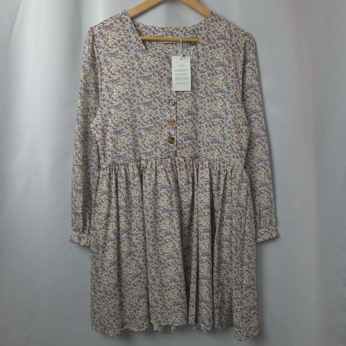 새상품) 여S 빈티지 보라색 플라워 패턴 원피스 레이어드 상품이미지1