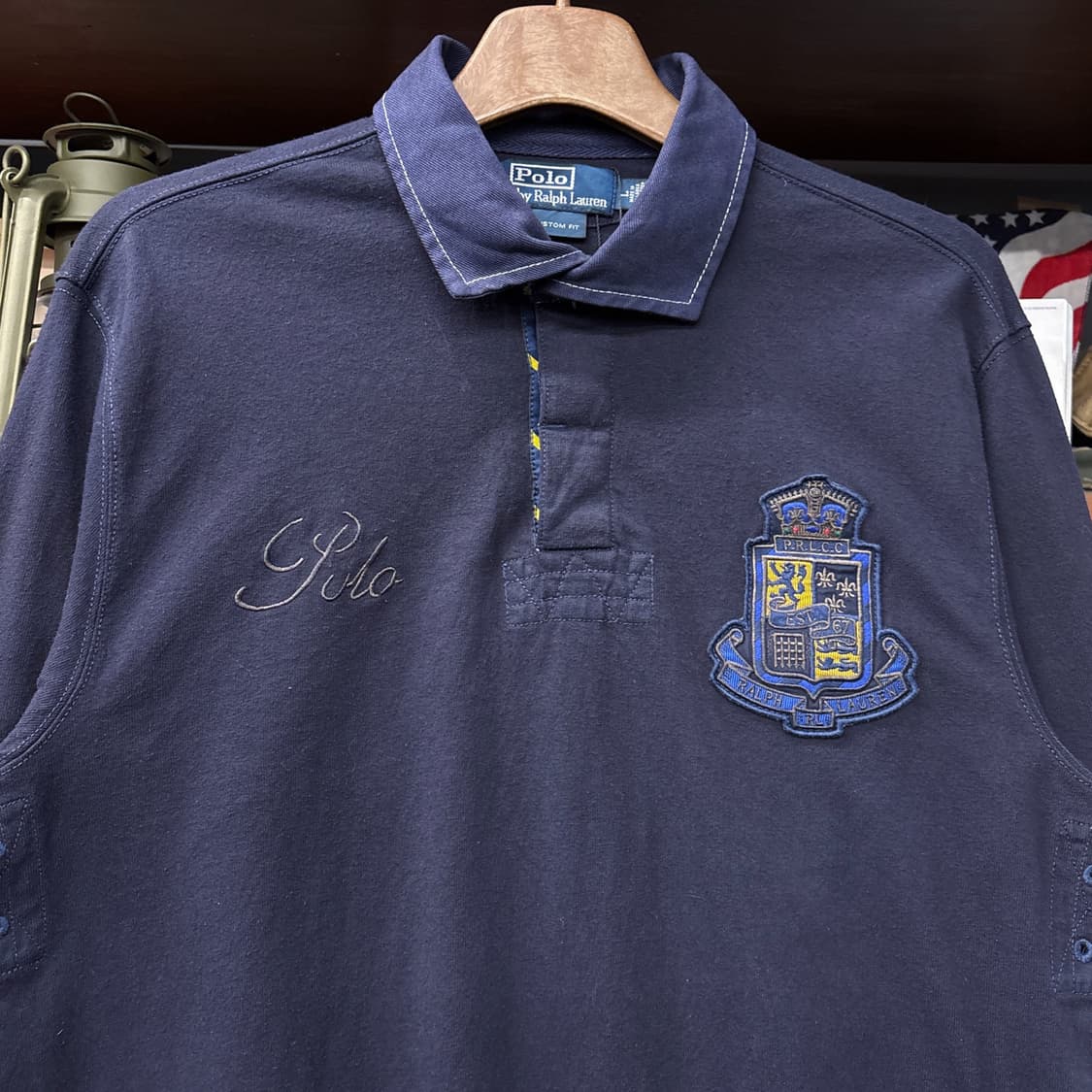 90s 폴로 랄프로렌 크레스트 클럽와펜 프레피 라이닝 럭비셔츠 N915 상품이미지3