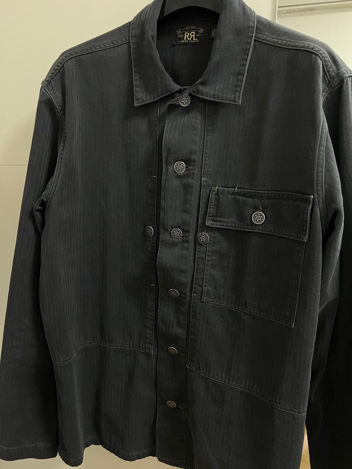 택포25) RRL 더블알엘 헤링본 트윌 셔츠 서플러스 블랙 M 상품이미지1