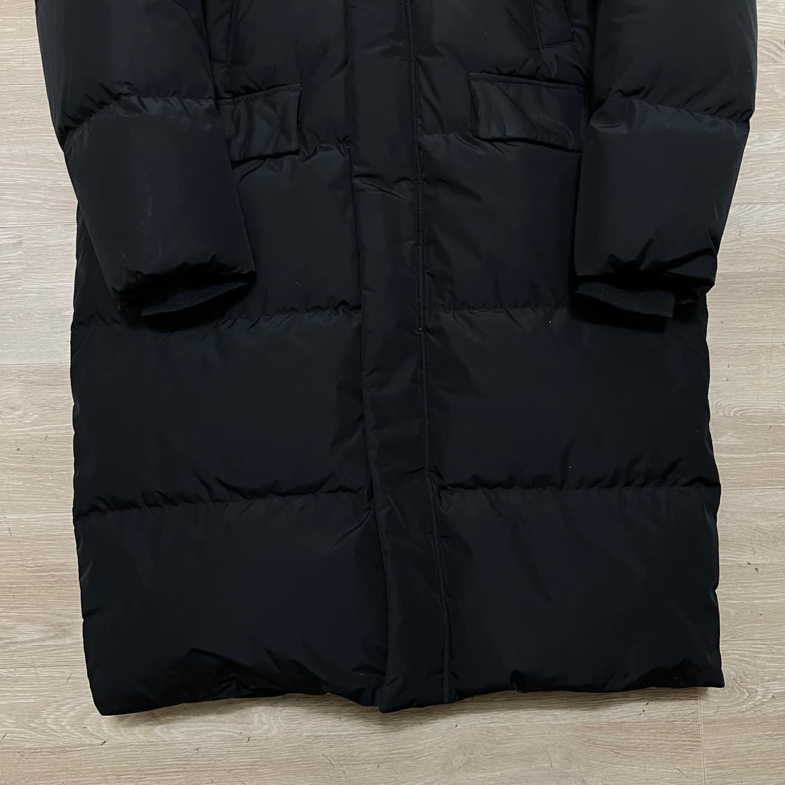 플랙 덕다운 후드 롱패딩 점퍼 [블랙] L/100 상품이미지3