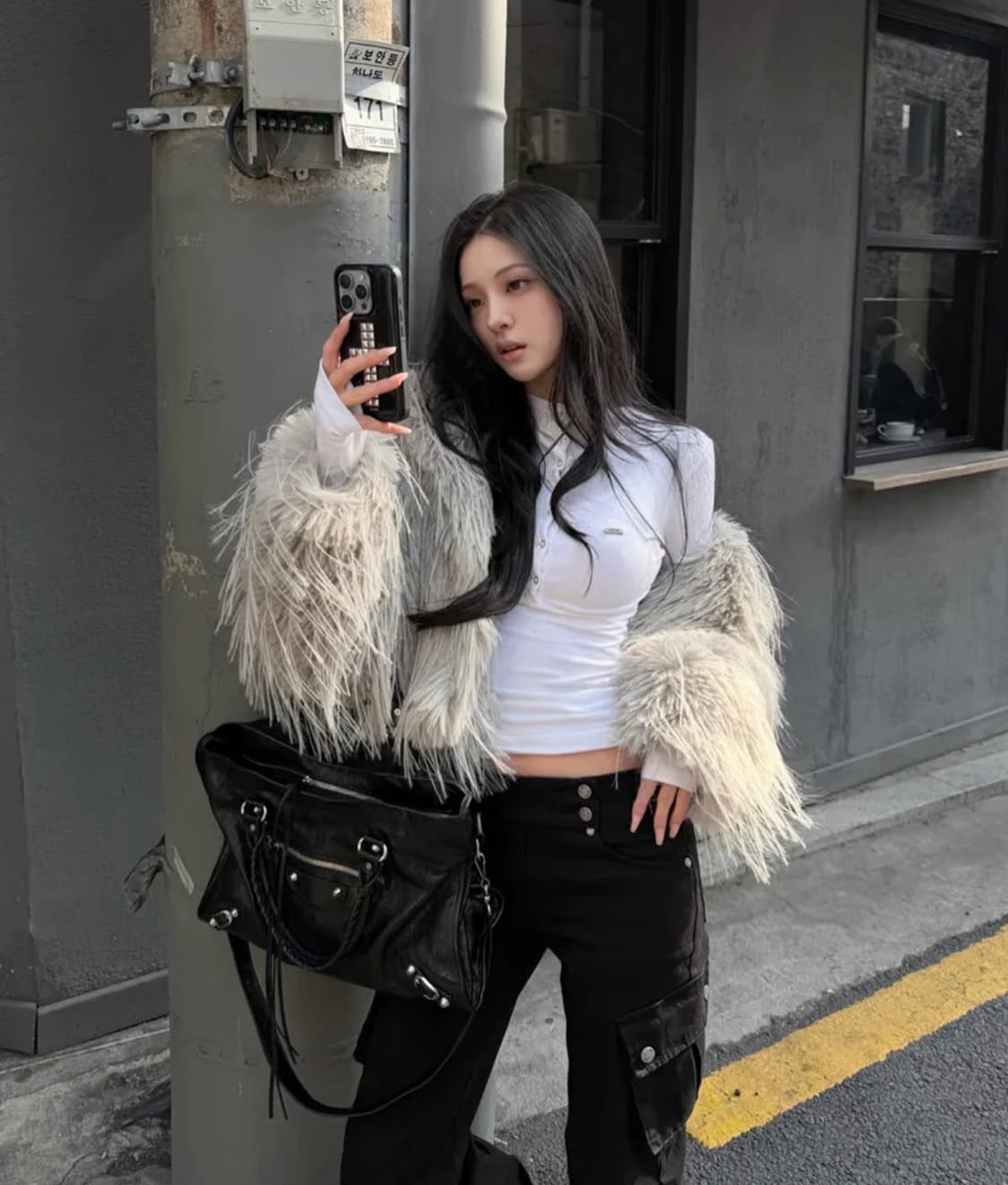 (새제품,텍있음) 카키포인트 신상 하이넥 후드 탑 상품이미지3