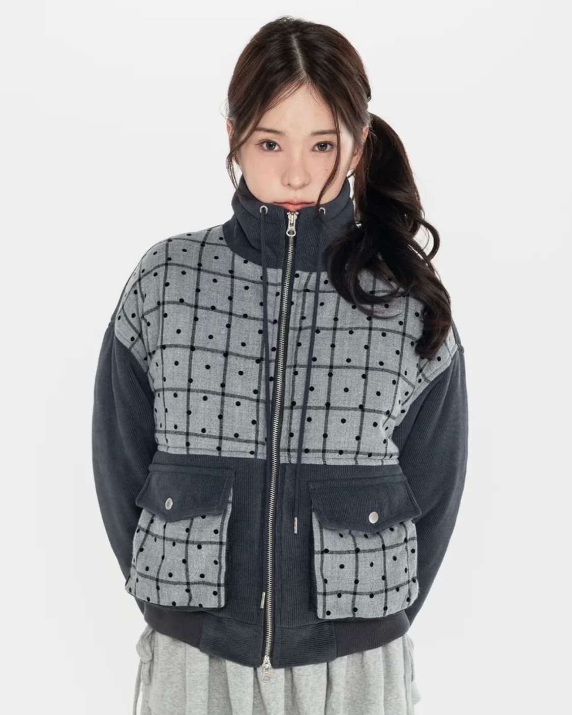 도트 코듀로이 하이넥 항공점퍼_네이비 상품이미지2