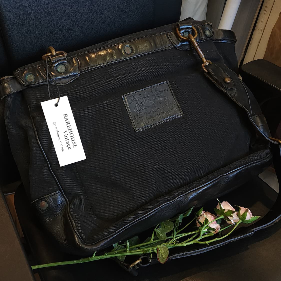 90s 폴로 퍼플라벨 캔버스 레더 포스트맨 메신져백 크로스백 상품이미지9