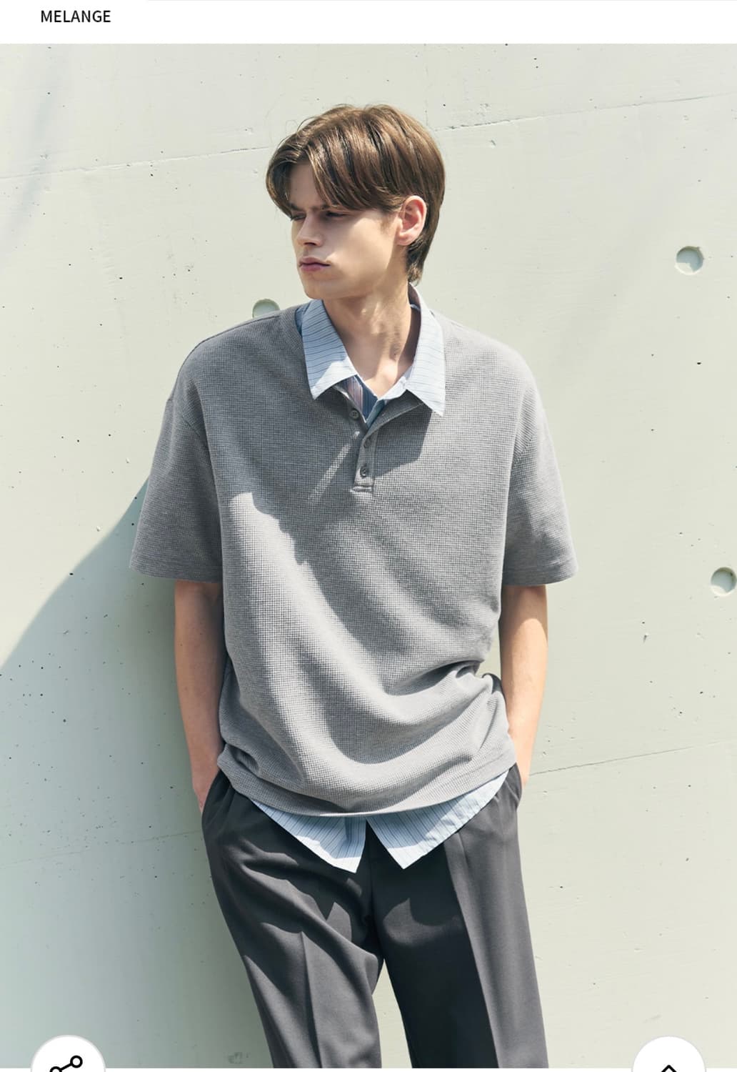 (L) 드로우핏 와플 헨리넥 하프 티셔츠 [MELANGE] 반팔 판매 상품이미지4