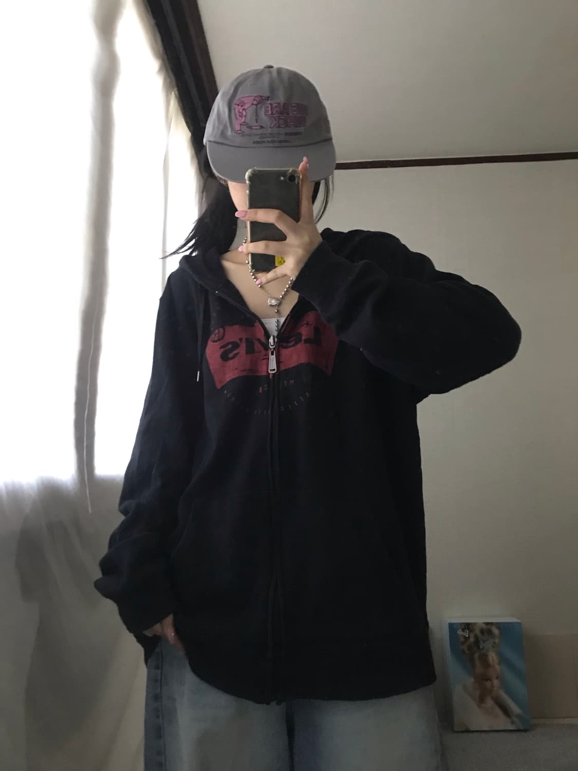 리바이스 블랙 오버핏 후드집업 상품이미지6