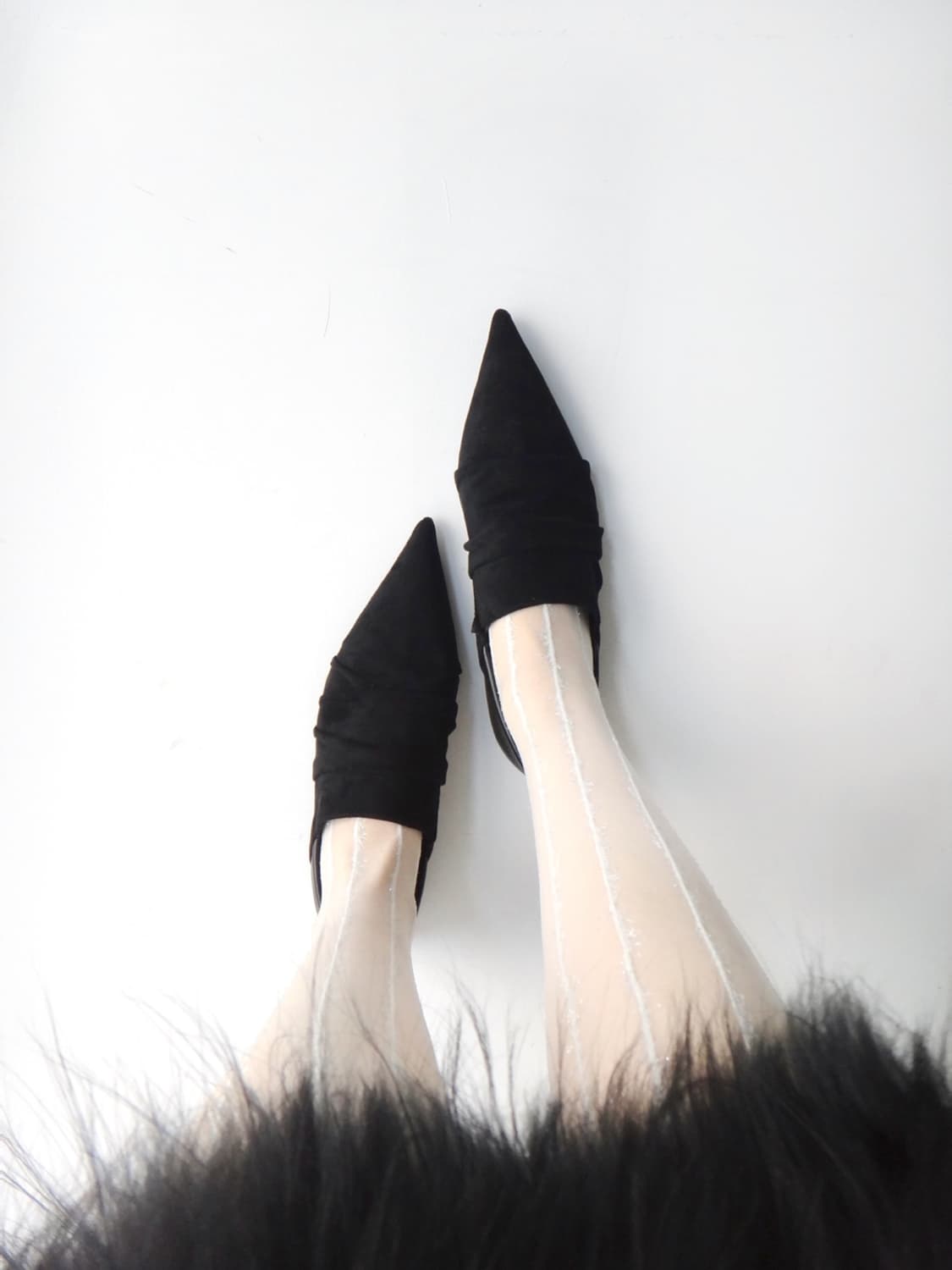 Sharp shirring leather mix toe shoes 상품이미지1