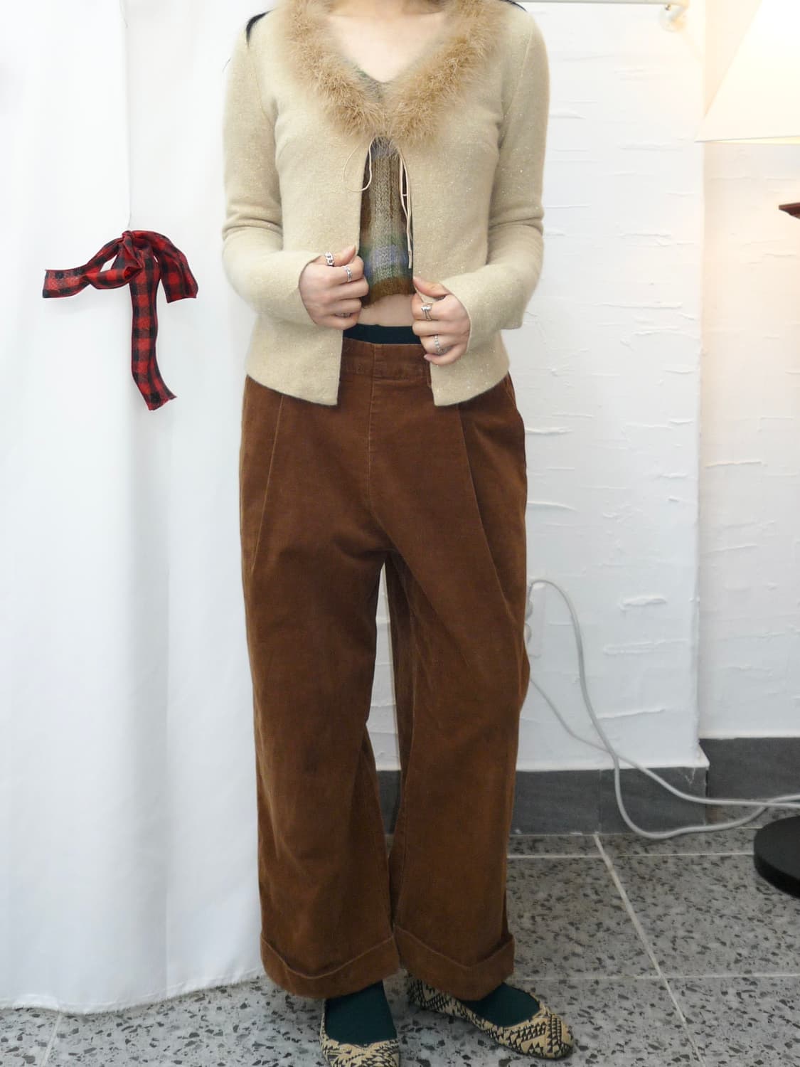 Fur ivory sparkle cardigan 상품이미지5