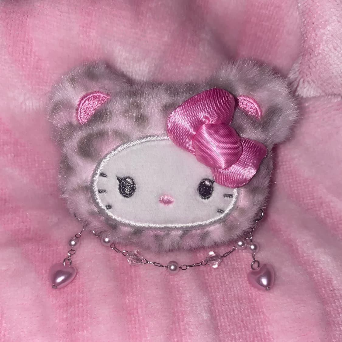 헬로키티 갸루쿠마 헤어핀/히메 오네 라떼 빈티지 레오파드 y2k 상품이미지1