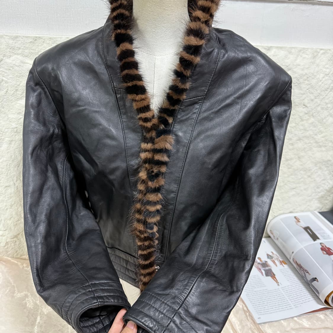 빈티지 밍크 카라 양가죽자켓 상품이미지2