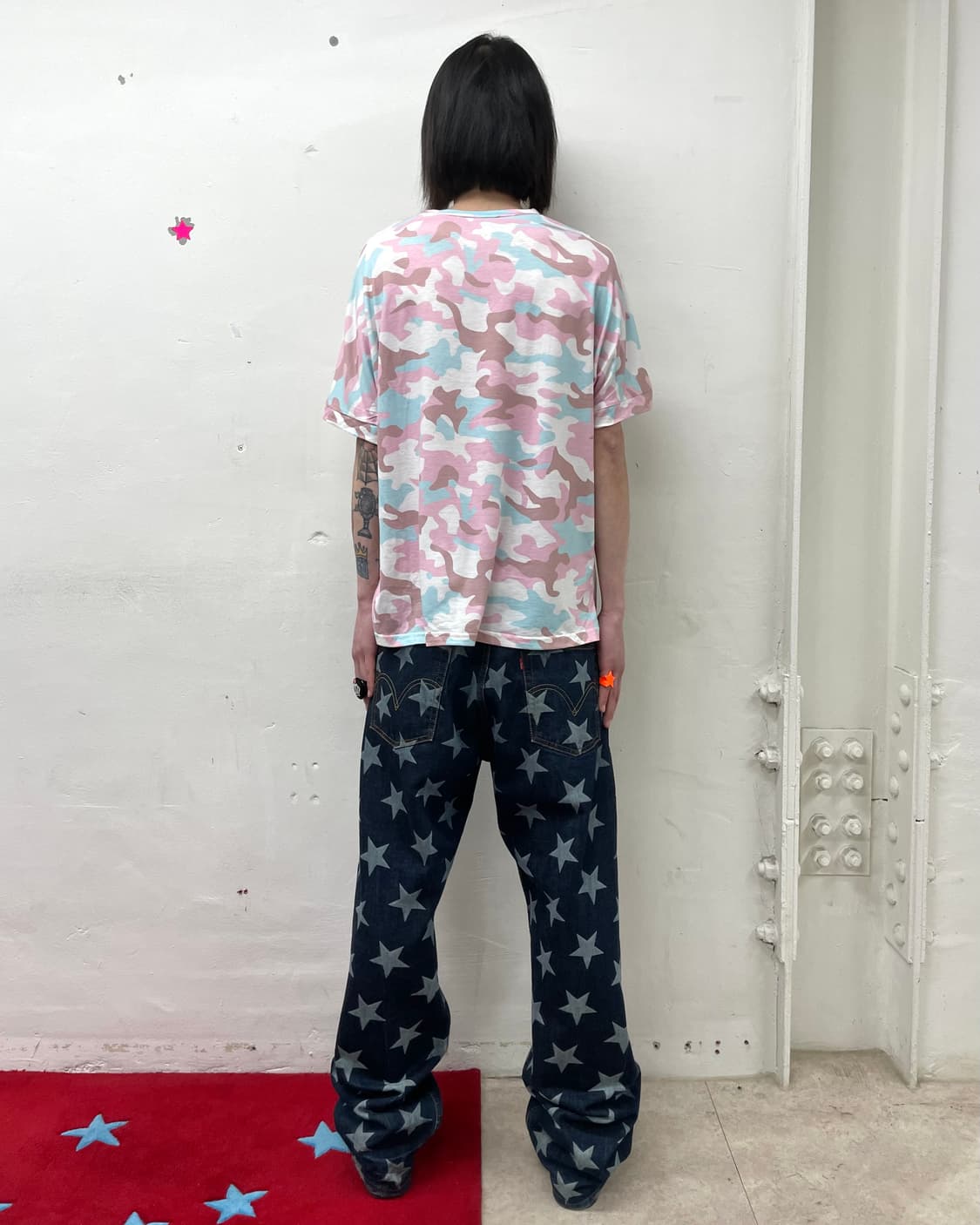  Pink camouflage V-neck T-shirt  상품이미지4