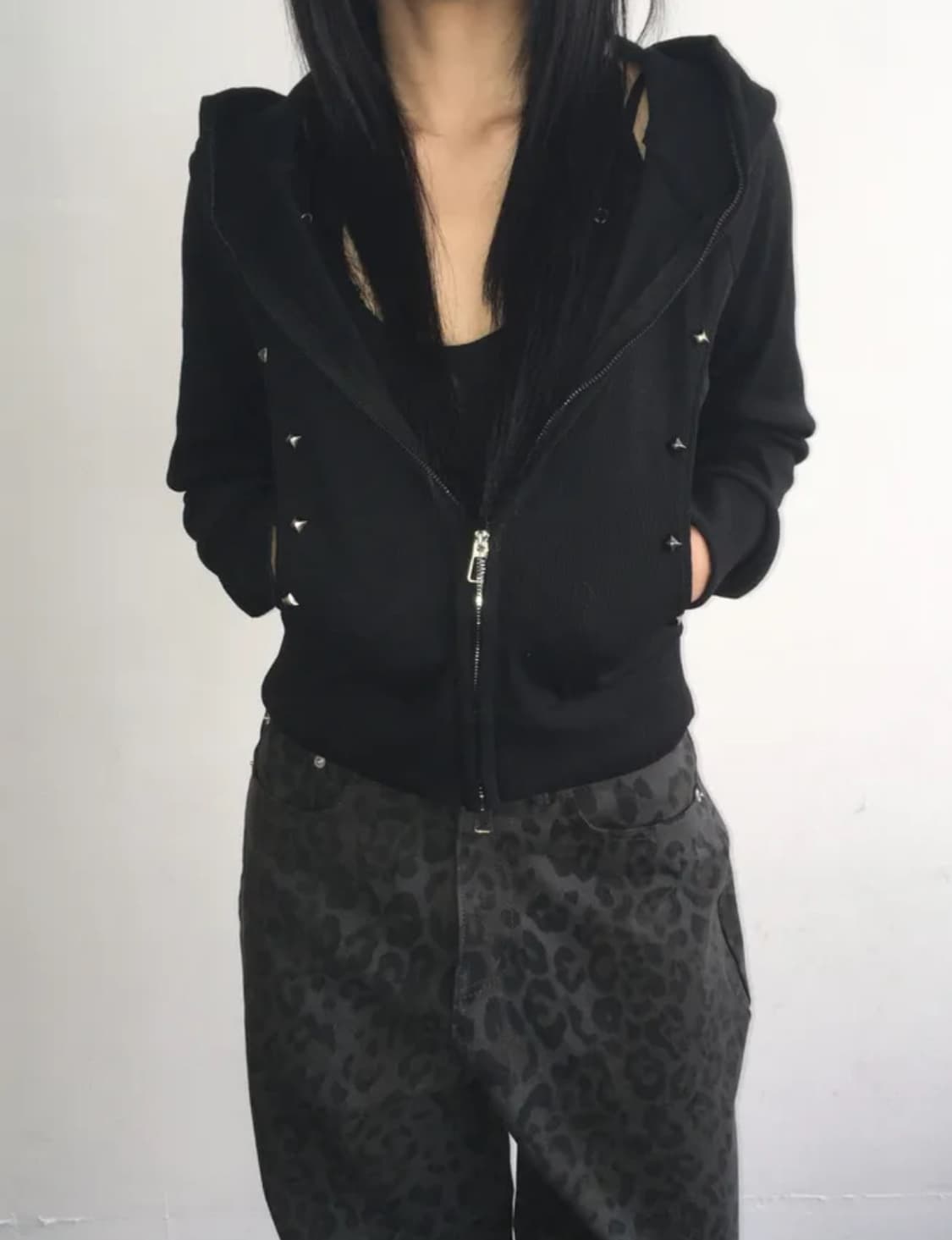 하몽 y2k 블랙 후드집업 상품이미지2