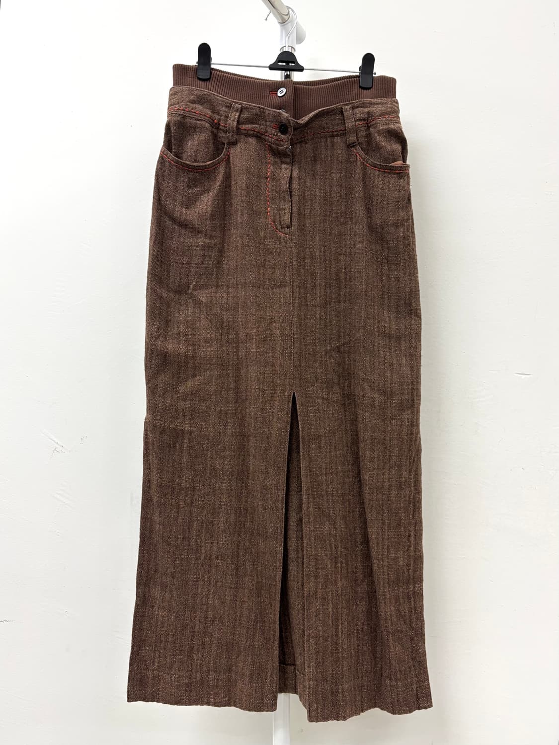 빈티지 브라운 슬릿 스커트 상품이미지4