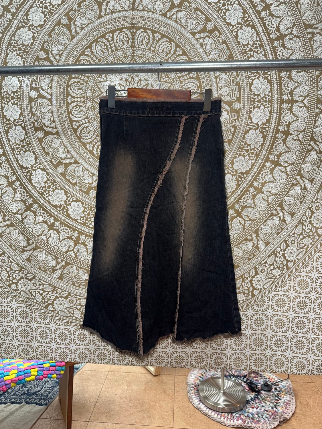 빈티지 보헤미안 흑청 데님스커트  상품이미지5