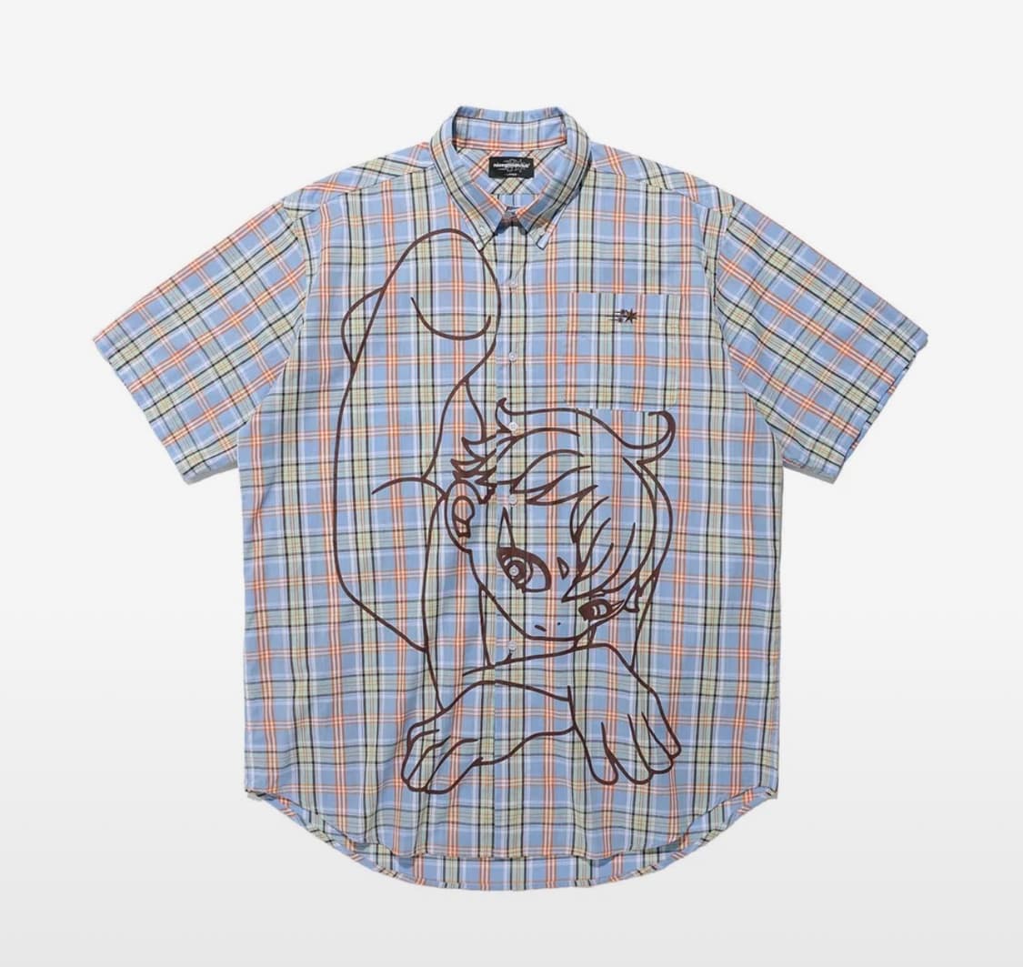 ANGEL CHECK BIG BIG HALF SHIRT_BLUE S 상품이미지1