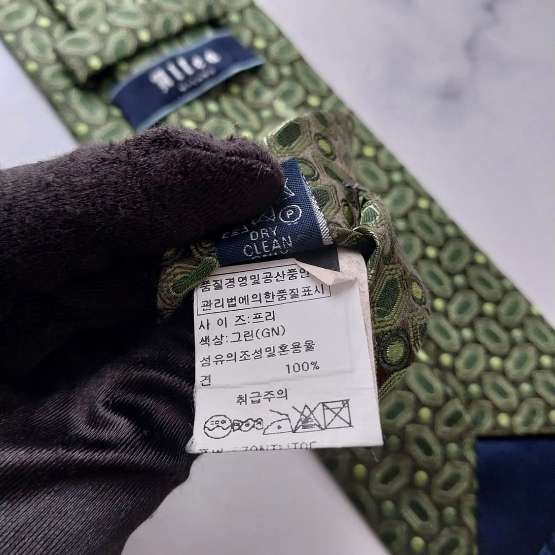알테아 실크 올리브그린 패턴 넥타이 8.8cm A+등급 K2180 상품이미지6