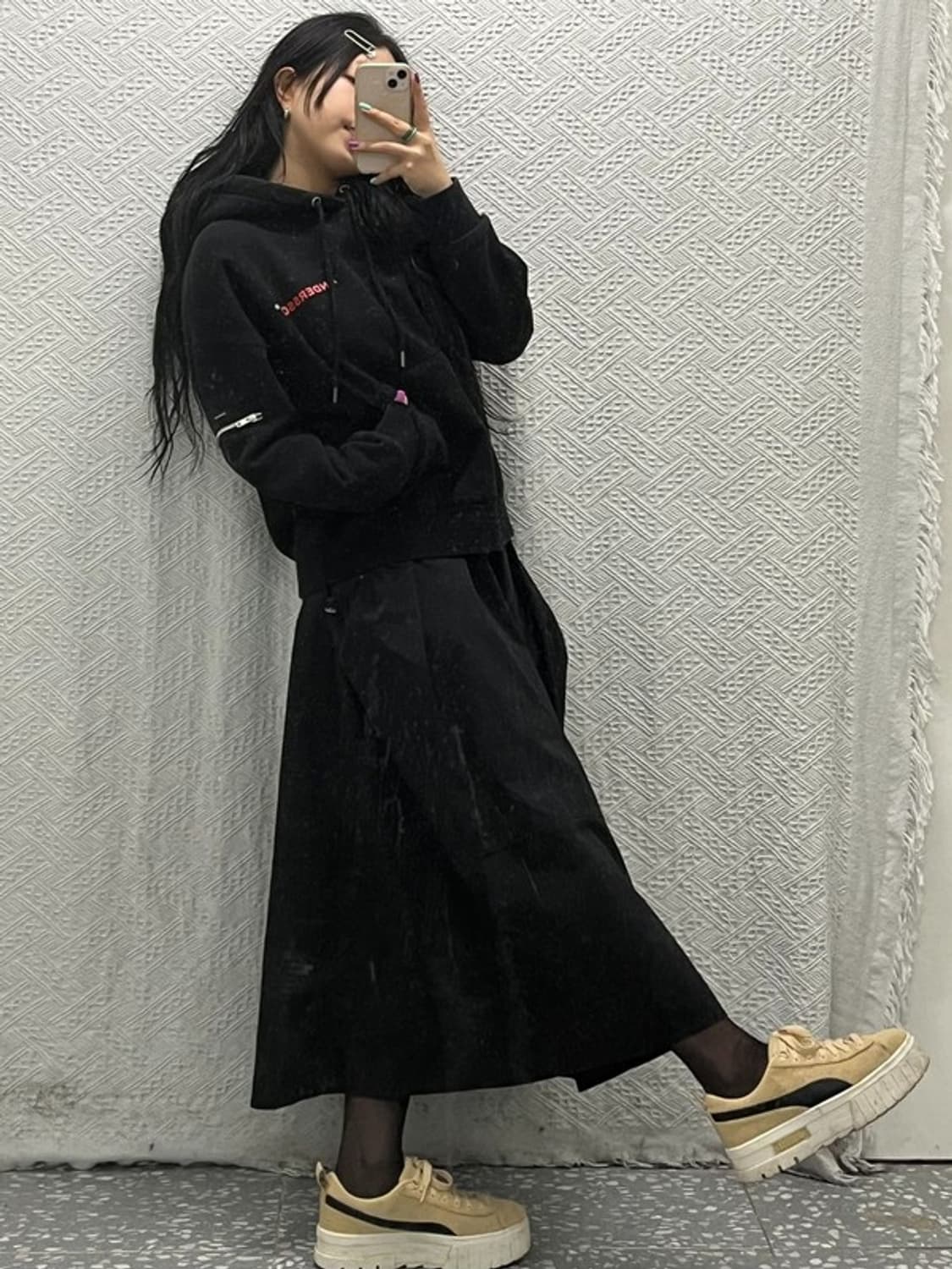 앤더슨벨 캐주얼 오버핏 지퍼 디테일 기모 후드티 S C06730 상품이미지2