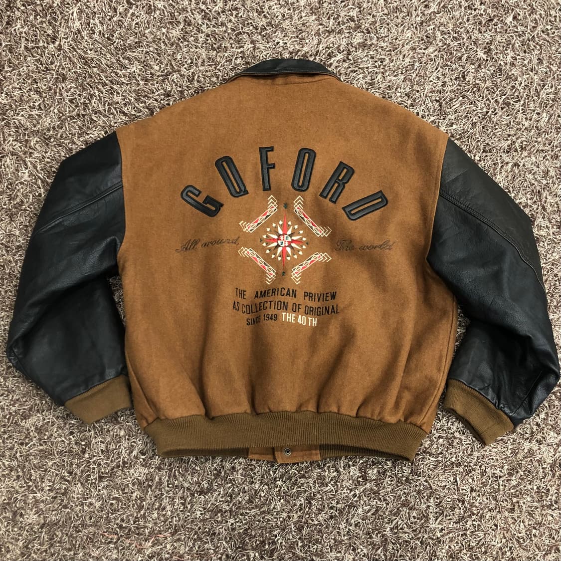 JPN 빈티지 고포드 울 소가죽 레더암 바시티 자켓  상품이미지4