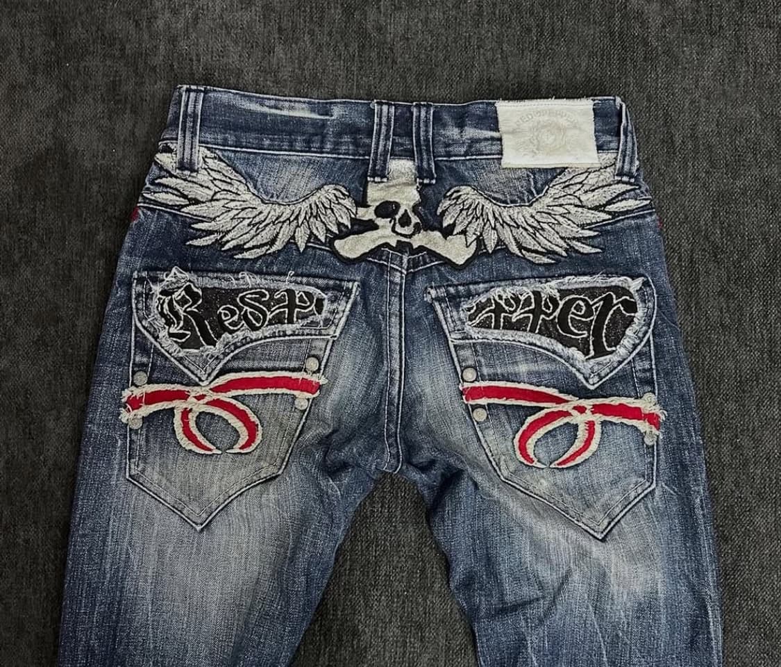 Red pepper 0O's skull embroider denim 상품이미지2