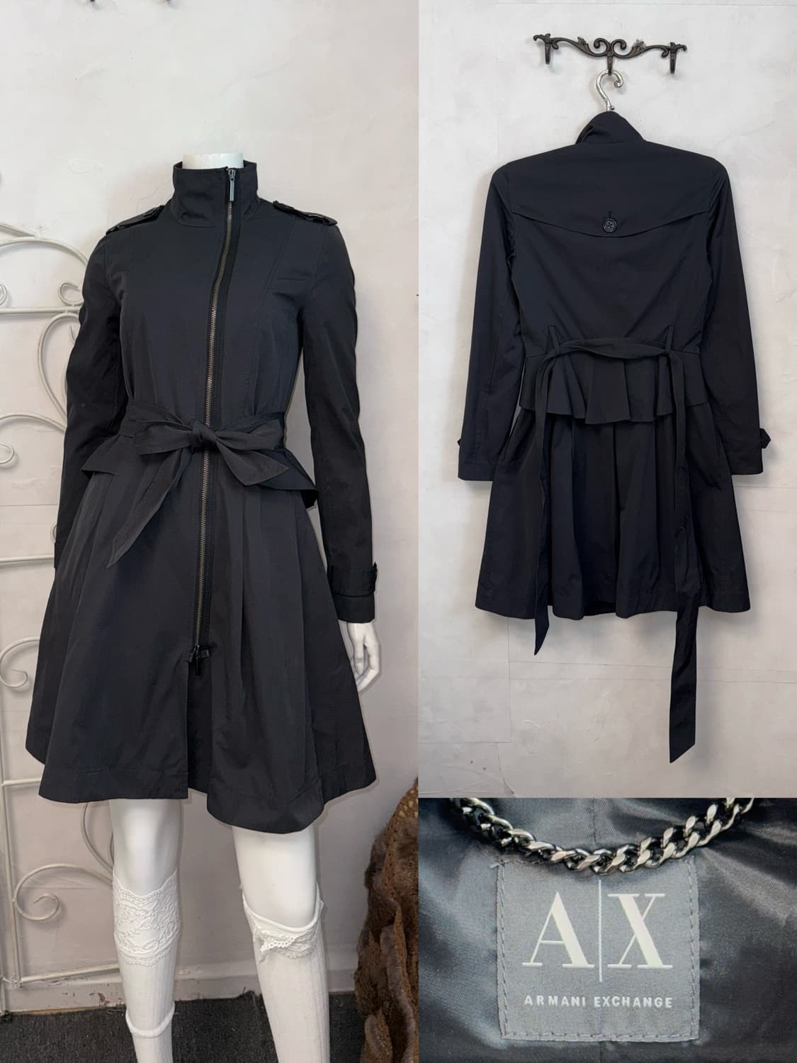 Armani Exchange black back ruffle 투웨이 코트 상품이미지1