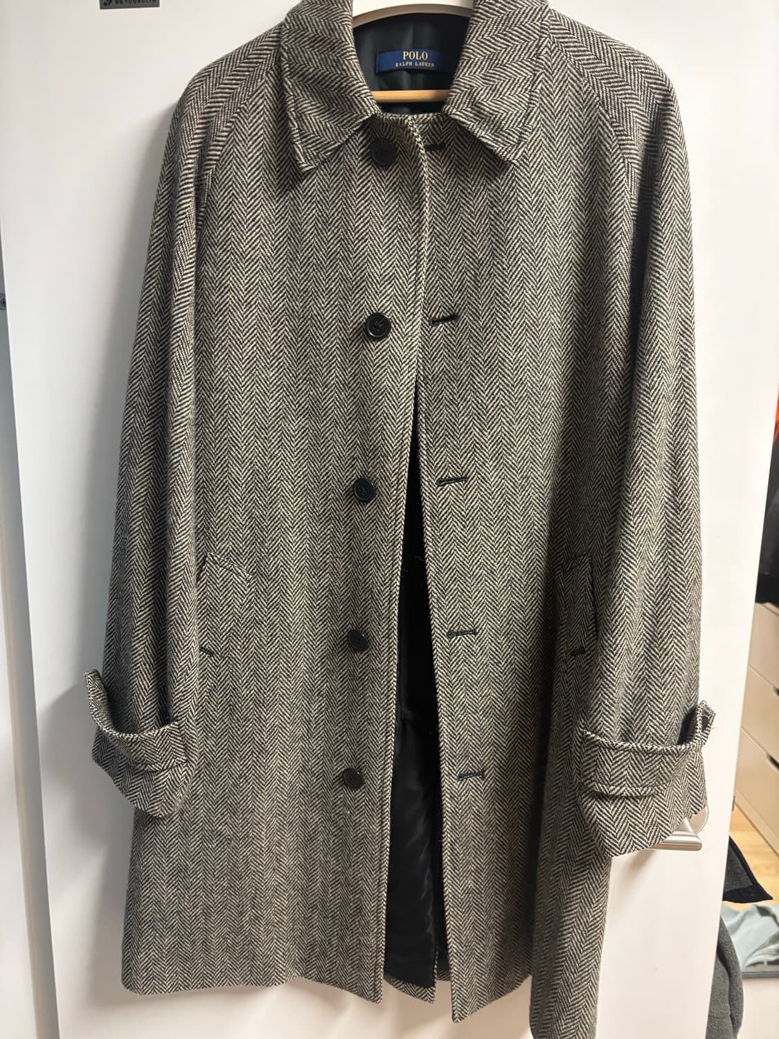 [38R] 폴로랄프로렌 헤링본 발마칸코트 블랙/크림 상품이미지1