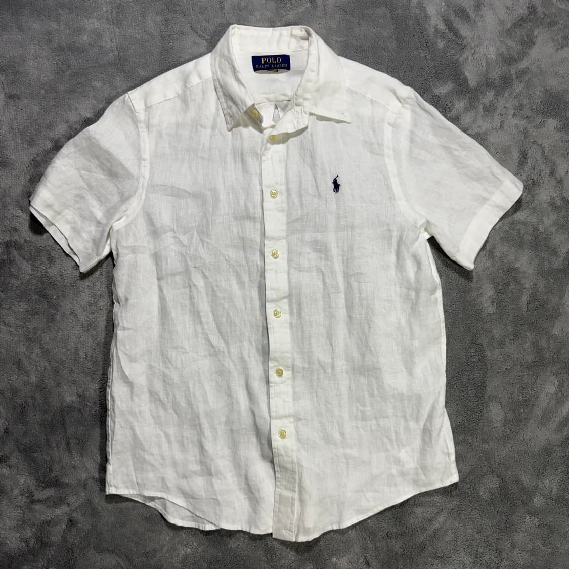 폴로 랄프로렌 여성 린넨 셔츠 화이트 반팔 셔츠 상품이미지1