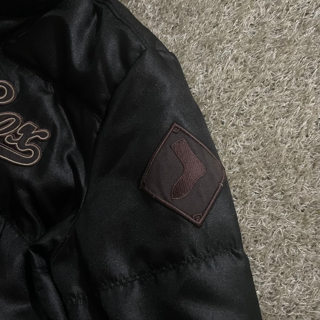 MLB 후드 레이어드 바시티 패딩 자켓 블랙 상품이미지6