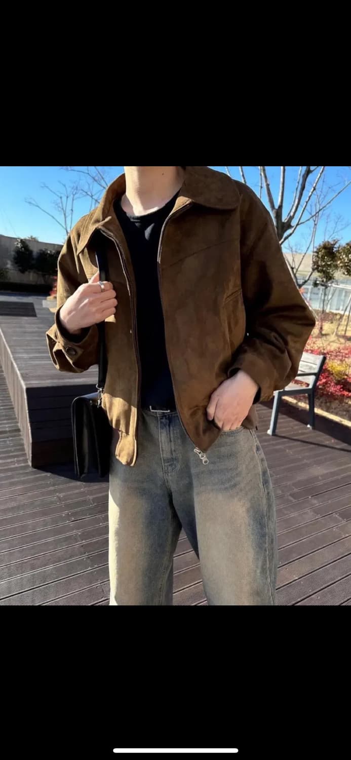 어라이브 브라운 스웨이드 블루종 자켓 상품이미지3