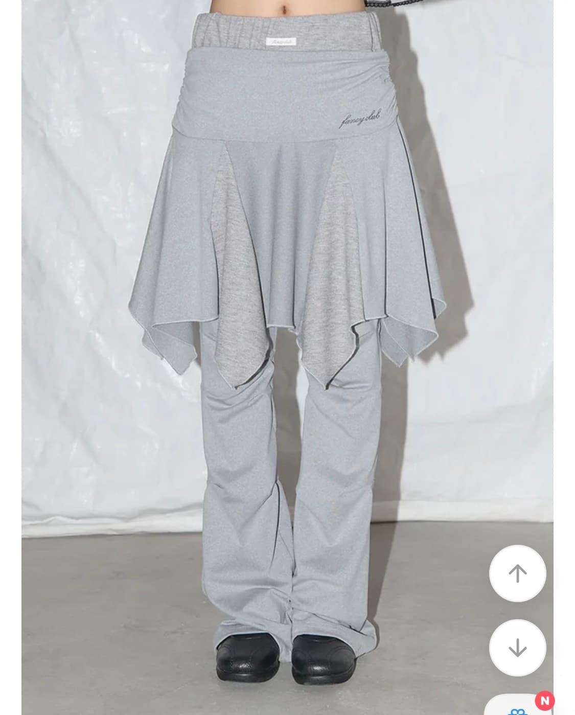 팬시클럽 언발란스 스커트 레이어드 핀턱 팬츠 (GRAY) 상품이미지1
