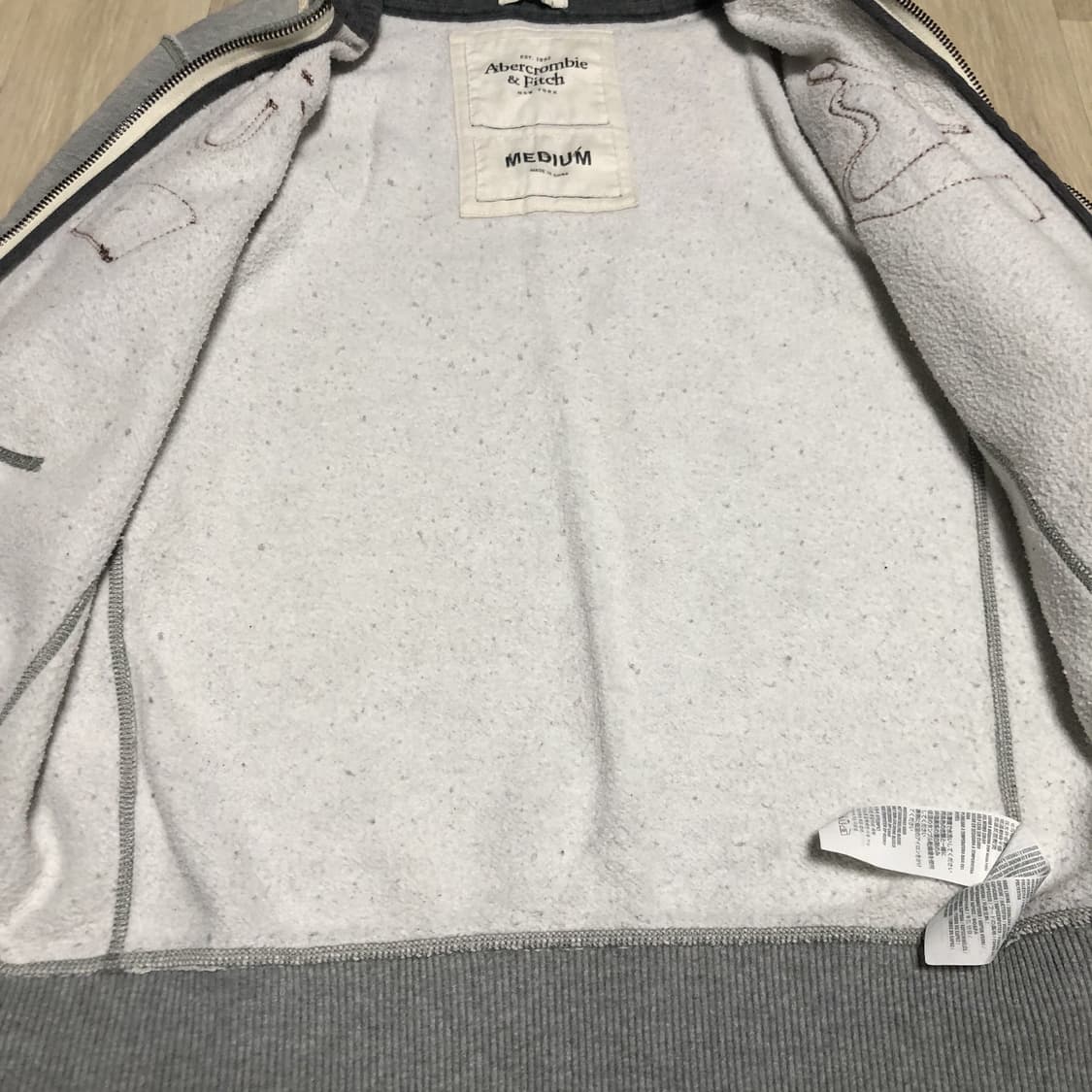 (머슬핏 M) 아베크롬비 Abercrombie Fitch 그레이 후드집업 상품이미지4