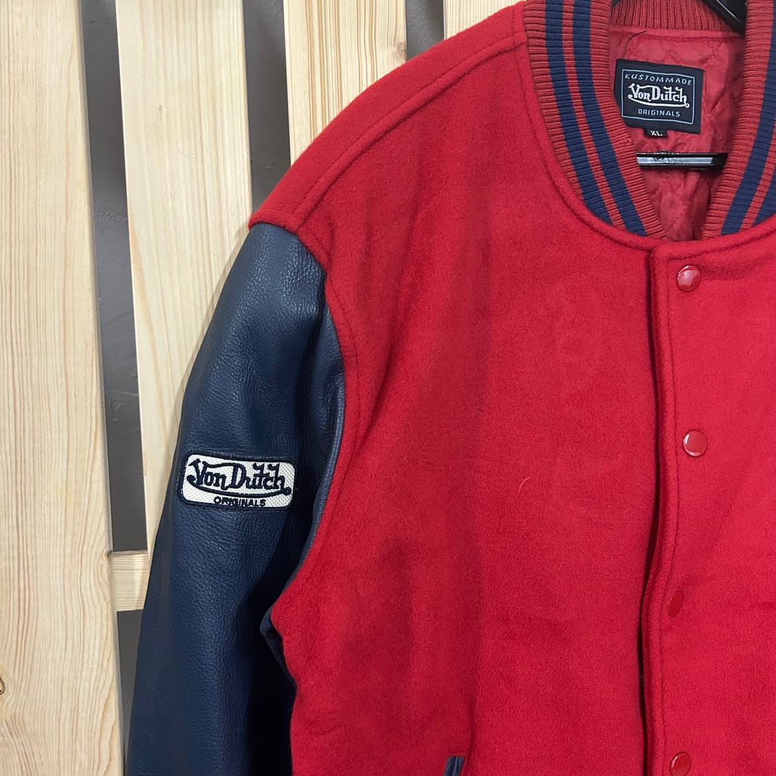 (L) 본더치 레드 블루 바시티 자켓 상품이미지5