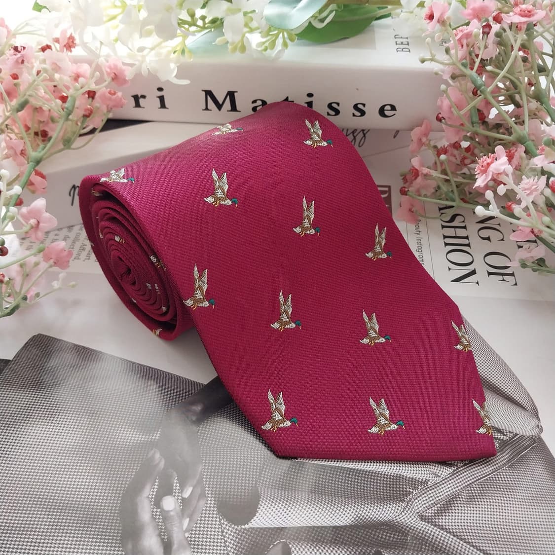 폴로랄프로렌 실크 퍼플톤 오리 자수 넥타이 9.9cm A+등급 K1447 상품이미지2