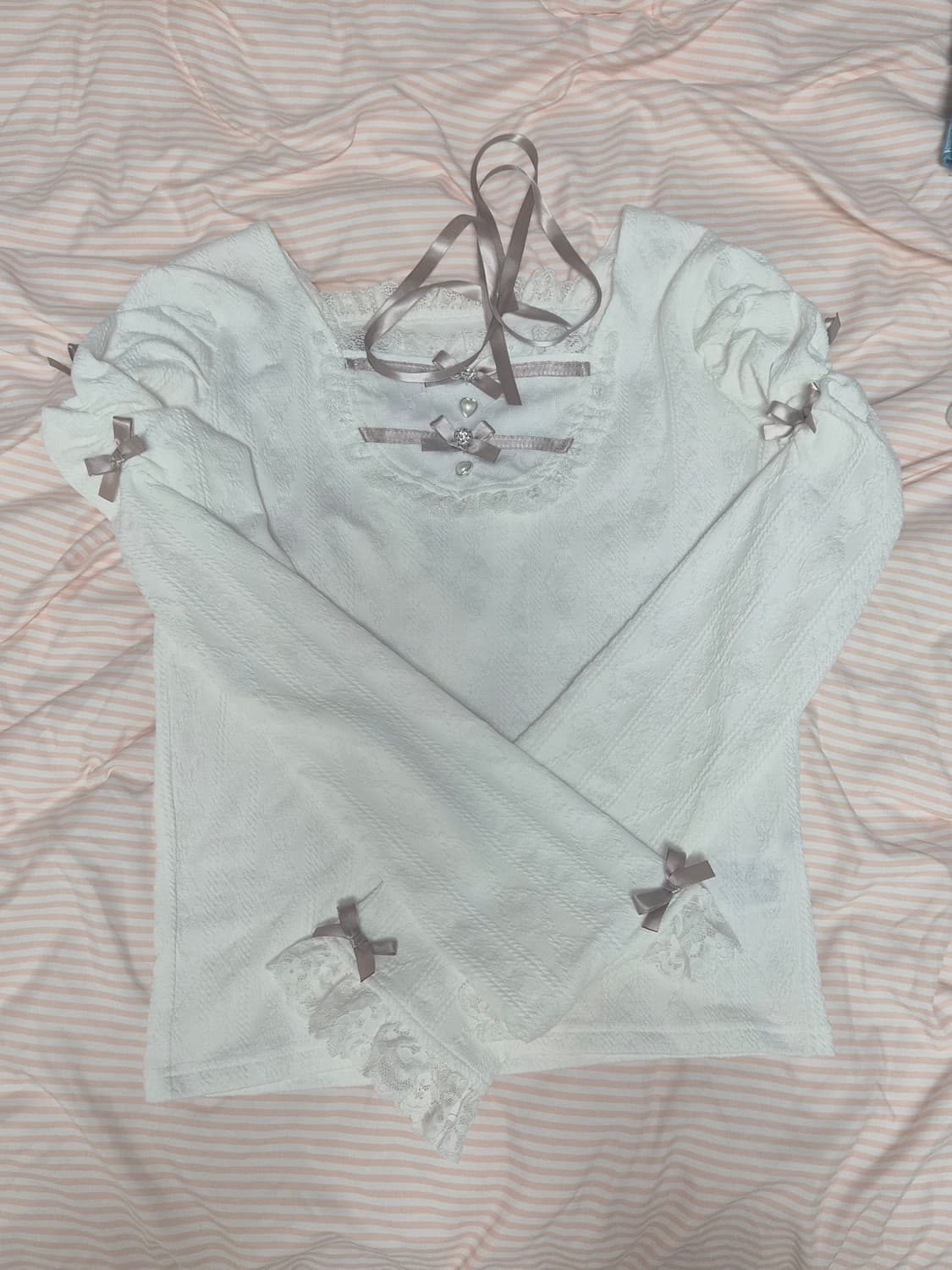 NOÉMIE 아가씨 백 레이스 업 플레어 슬리브 컷 탑 상품이미지3