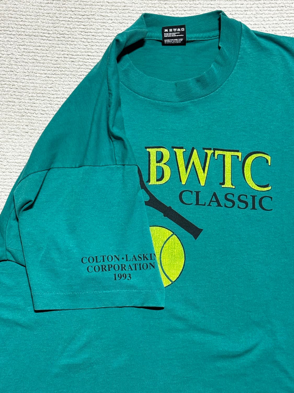 90s USA BWTC Classic 테니스 프린팅 티셔츠 XL 상품이미지4